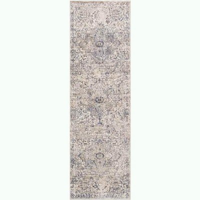 Mark & Day Annecy 3'3"x10' Runner Woven Indoor Area Rugs Navy: Stain-Resistant, Pet Friendly, Traditional Medallion Pattern