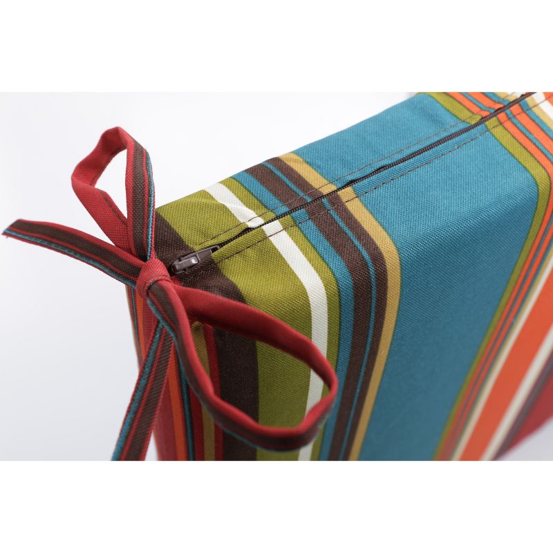Outdoor Bench Cushion - Brown/Red/Teal Stripe - Pillow Perfect, 4 of 7