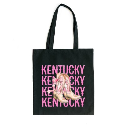 City Creek Prints Coquette Kentucky Cowgirl Boots Canvas Tote Bag - 15x16 - Black