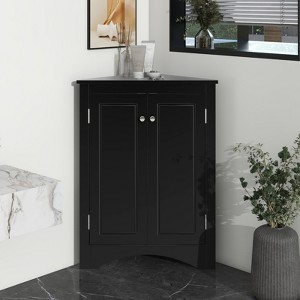 ALEXOUN Corner Bathroom Storage Cabinet with 2 Doors & Adjustable Shelves - Waterproof MDF Board, Space-Saving Design for Bathroom,Small Spaces - 1 of 4