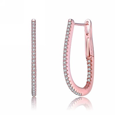 Guili Sterling Silver Hoop Earrings with 18K Rose Gold Plating and Sparkling Cubic Zirconia Stones, A Perfect Pair to Elevate Your Jewelry Collection