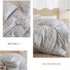 3 Piece Queen Duvet Cover, White with Blue Floral Print, Soft Cotton Boho Aesthetic Set with Zipper 4 Ties - 4 of 4