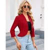 Women's Ruffle Back Hem Jacket 3/4 Sleeve Open Front Cardigan With Split Cuffs - 2 of 4