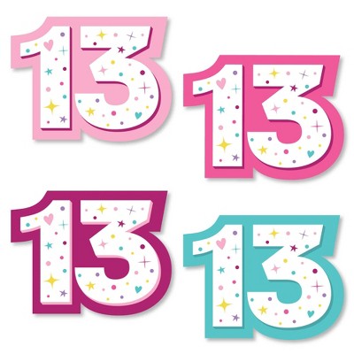 Big Dot of Happiness Girl 13th Birthday - DIY Shaped Official Teenager Birthday Party Cut-Outs - 24 Count