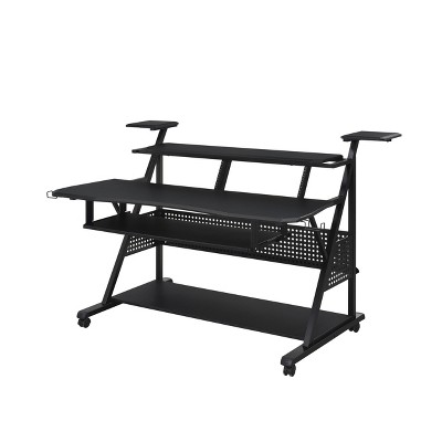Acme Black Studio Music Desk with Drawer and Keyboard Tray