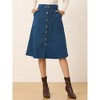 Allegra K Women's High Waist Solid Button Front A-Line Belted Corduroy Midi Skirt - 2 of 4