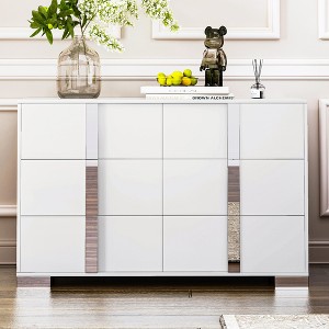 47.2" Elegant Dresser with Metal Handle, Mirrored Storage Cabinet with 6 Drawers for Bedroom, Living Room 4W - ModernLuxe - 1 of 4