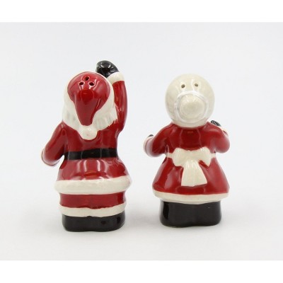 Hand-Painted Ceramic Santa Couple Salt and Pepper Shakers
