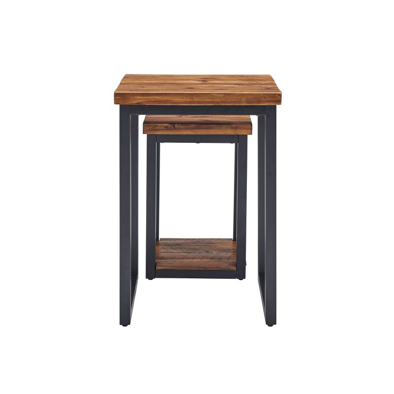 Set of Two Claremont Rustic Wood Nesting End Tables Dark Brown - Alaterre Furniture, 5 of 11