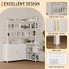 Homhougo L-Shaped Corner Bookshelf, 6-Tier Vintage Farmhouse Bookcase with Rattan Doors,Adjustable Shelves & Metal Frame - 3 of 4