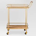 Metal, Wood, and Leather Bar Cart - Gold - Threshold™