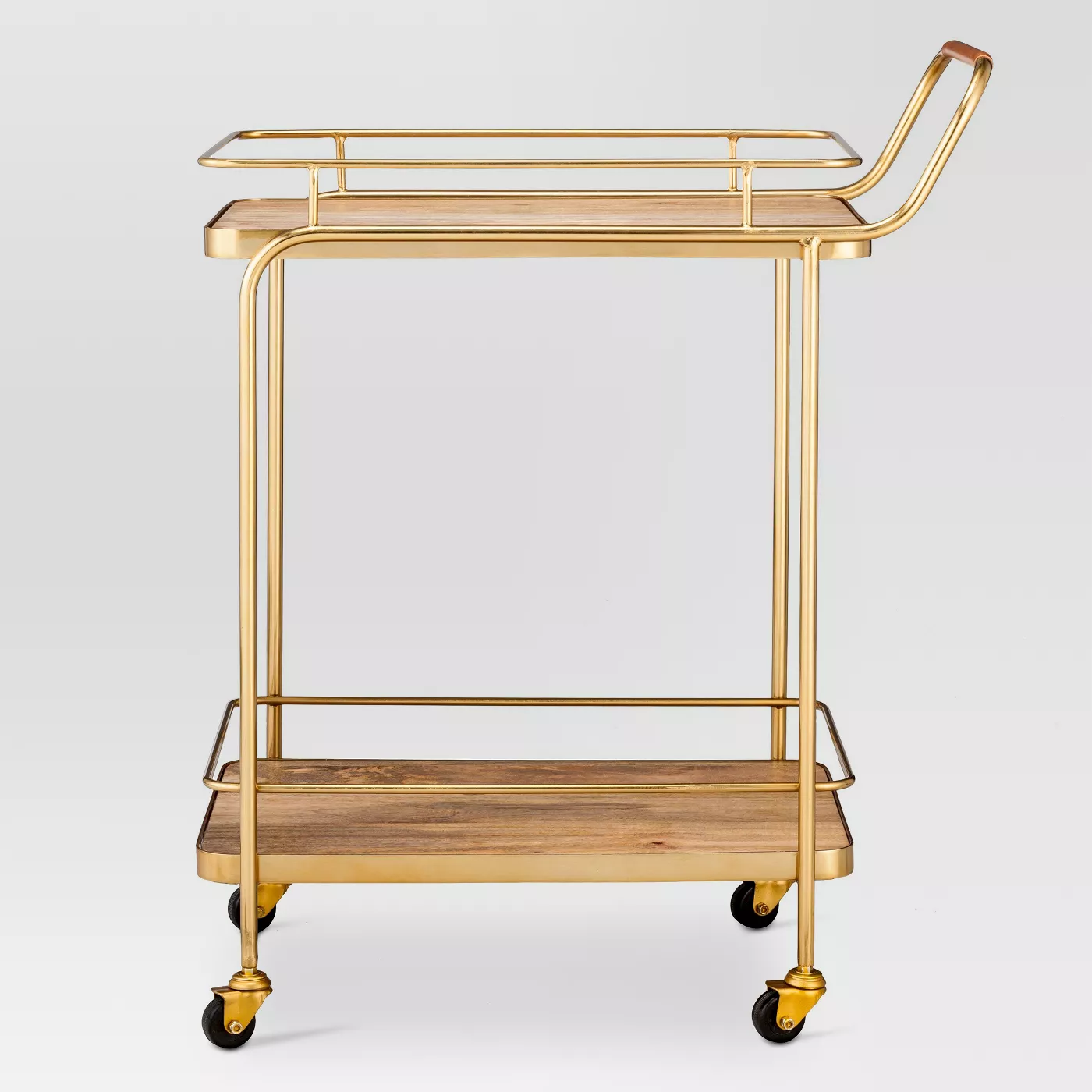 Metal, Wood, and Leather Bar Cart - Gold - Threshold™ - image 1 of 13