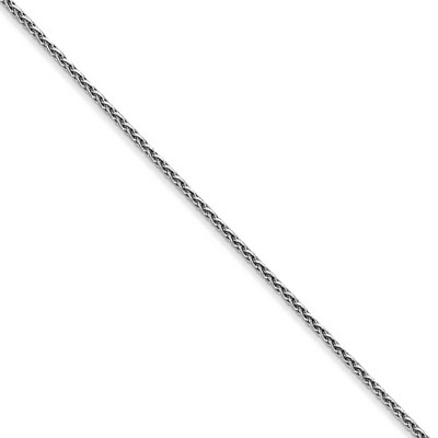 Black Bow Jewelry 1mm 14k White Gold Diamond Cut Round Wheat Chain Necklace