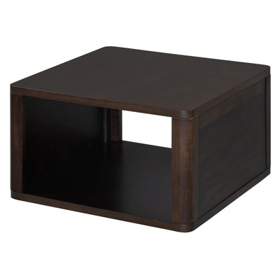 FONTOI 2-Tier Square Coffee Table with Storage, Side Table for Living Room, Center Table with Half Open Storage, Dark Brown, 30.8"*18.3"*30.8"