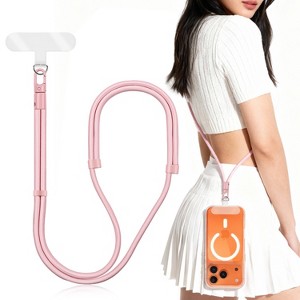 Vena Phone Lanyard Crossbody Phone Strap, Universal Cell Phone Lanyard Strap with Adjustable Lanyard for Phone Neck Holder for iPhone Android, Pink - 1 of 4
