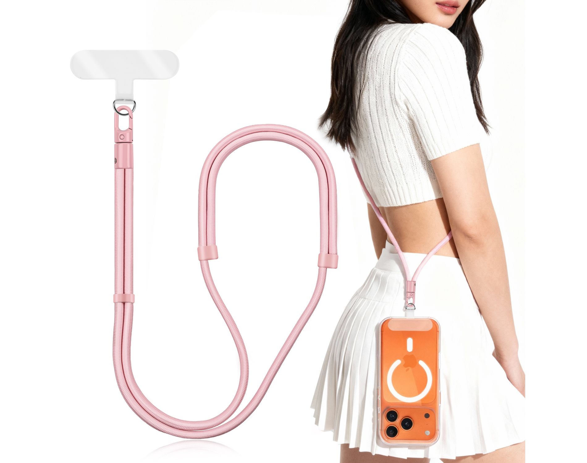 Vena Phone Lanyard Crossbody Phone Strap, Universal Cell Phone Lanyard Strap with Adjustable Lanyard for Phone Neck Holder for iPhone Android, Pink