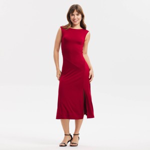 red one shoulder midi dress Zora One Shoulder Pleated Midi Dress