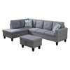 DOMETOUR Modern 3-Piece Living Room Sofa Set (Sofa+Left Side Chaise+Ottoman) - 3 of 4