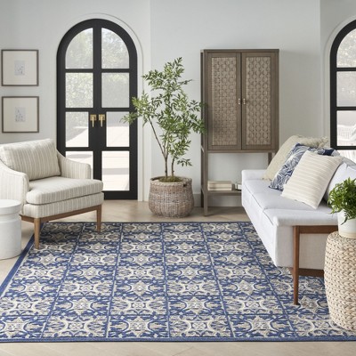 Aloha Modern Mosaic Blue Geometric 7'10" x 10'6" Outdoor Rug