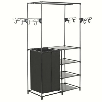 VidaXL Clothes Rack Steel and Non-woven Fabric 34.3"x17.3"x62.2" Black