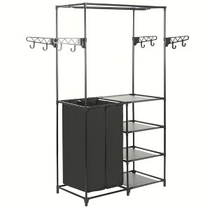 VidaXL Clothes Rack Steel and Non-woven Fabric 34.3"x17.3"x62.2" Black - 1 of 4
