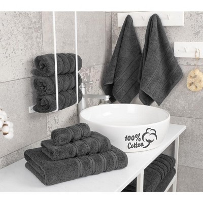 Gray 6-Piece Turkish Cotton Towel Set