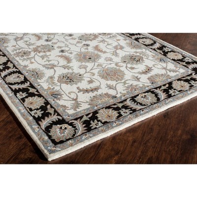 Rugs America Jasmine NDY03 Ivory Charcoal Traditional Ivory Area Rug for Dining Room Rug Neutral Rug Living Room Rug Kitchen, 5'x8'