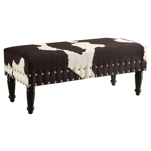 Faux Cowhide Bench With Nailheads Faux Cowhide Johar Furniture