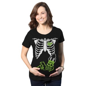 Maternity Witch Baby Bump Skeleton Cute Pregnancy Tshirt Halloween Night - Crazy Dog Maternity T Shirt - 1 of 4