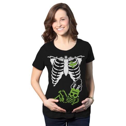 Maternity Witch Baby Bump Skeleton Cute Pregnancy Tshirt Halloween Night - Crazy Dog Maternity T Shirt - image 1 of 4