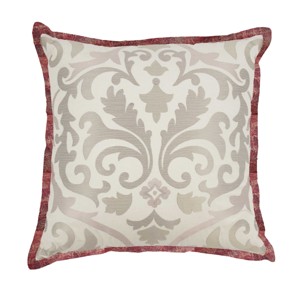 Red Damask Fresco Flourish Embroidered Throw Pillow - Waverly, White Red