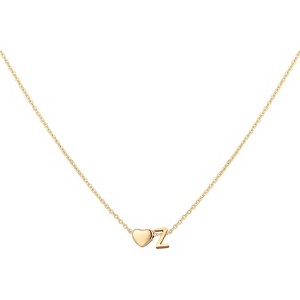 Heart Initial Necklace for Women, 18K Gold Plated Stainless Steel Letter Pendant Z - 1 of 4