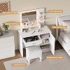 Vanity Desk with Mirror and 9 LED Light Bulbs, Makeup Vanity Desk with Large Drawers, Dressing Table - 4 of 4