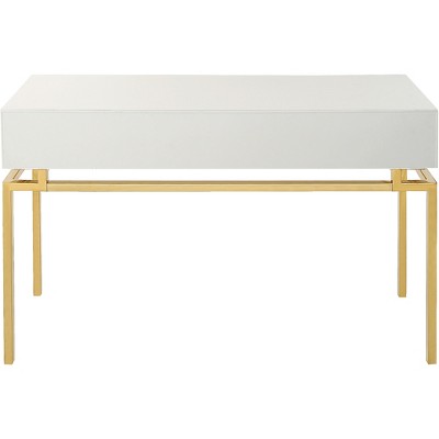 HomeRoots 47" White and Gold Wood Console Table With Two Drawers