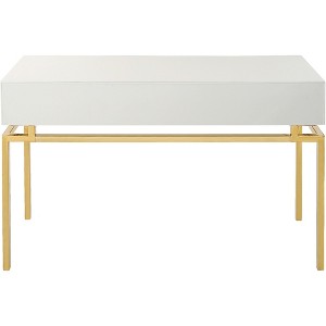 HomeRoots 47" White and Gold Wood Console Table With Two Drawers - 1 of 4
