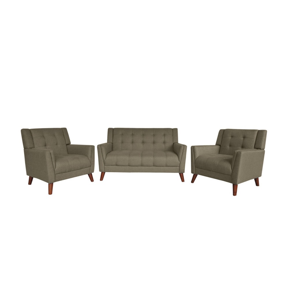 Photos - Storage Combination 3pc Candace Mid Century Modern Chair and Loveseat Set Taupe - Christopher