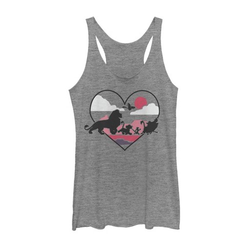 Women's Lion King Heart Silhouettes Racerback Tank Top - Gray Heather ...