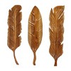 Set of 3 Teak Wood Bird Handmade Carved Feather Wall Decors Brown - Olivia & May: Rustic Style, Artisan Crafted, Vertical Display - 2 of 4