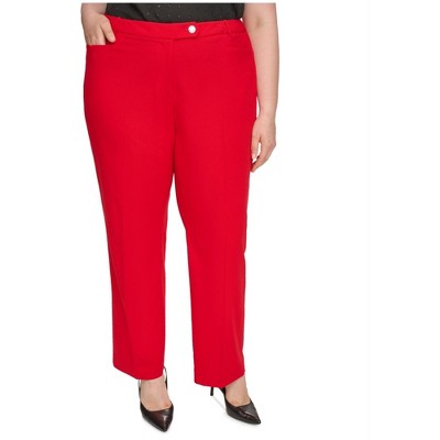 Calvin Klein Womens Mid Rise Straight Leg Casual Trouser Pants