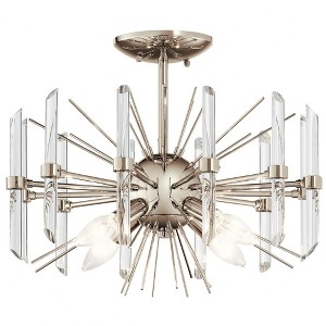 Eris 12.75" 4 Light Semi Flush Light with Optical Crystal in Polished Nickel - 1 of 3