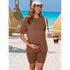 INSPIRE CHIC Women Maternity Set Tie Dye Short Sleeve and Shorts Set Pregnancy Pajama Outfits Bike Shorts - 3 of 4