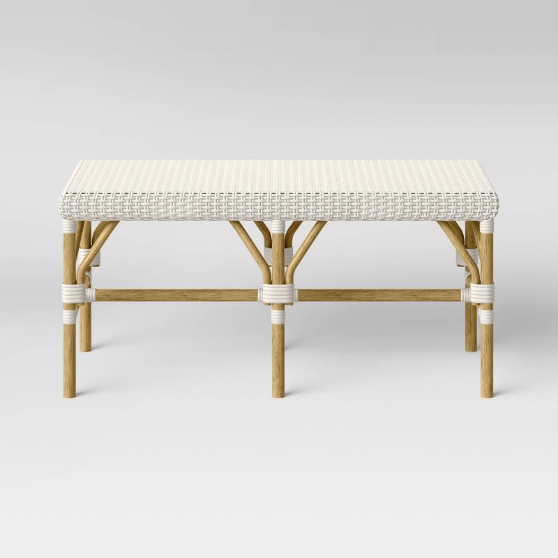 Perry Rattan Woven Bench Cream - Threshold&#8482;, 1 of 7