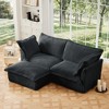 Oversized 83.4" Corduroy Slipcovered L-Shaped Modular Sectional Sofa with French Edges and Removable Covers - 3 of 4
