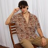 Campus Sutra Men Men's Mocha Brown Floral-Lined Oversized Shirt - 2 of 4