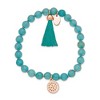 Chisel Stainless Steel Rose IP-plated 6mm Mint Jade Beaded with Tassel Stretch Bracelet - 2 of 4