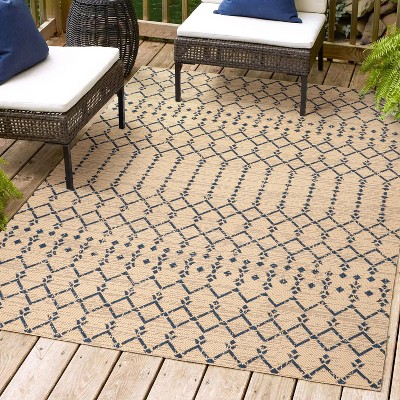 JONATHAN Y Ourika Moroccan Geometric Textured Weave Indoor/Outdoor Area Rug