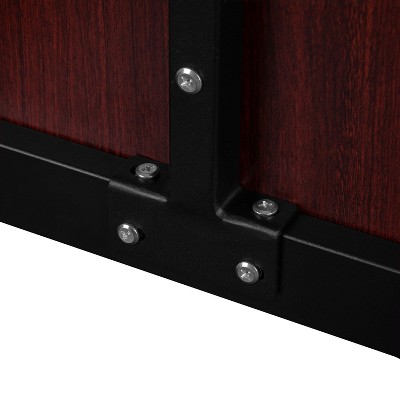 Mahogany and Black Steel Industrial Office Desk with Laminate Top