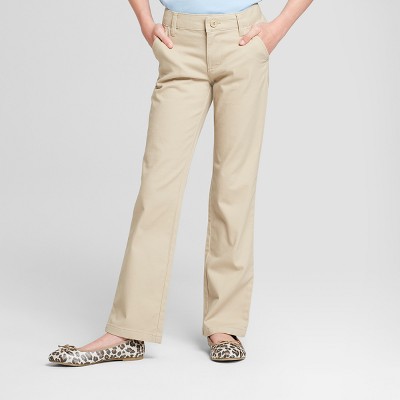  Girls' Bootcut Twill Uniform Chino Pants - Cat & Jack™ Khaki 5 