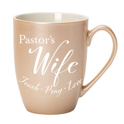 Elanze Designs Pastor's Wife Teach Pray Love Pearlescent Sand 10 ounce New Bone China Coffee Cup Mug