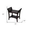 HomeRoots Contemporary Teak Shower Bench With Handles In Dark Brown - 2 of 4